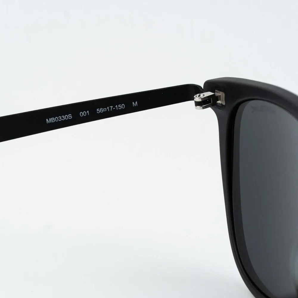 Montblanc Men Sunglasses Matte Black Smoke Grey Square MB0330S 001 NEW AUTHENTIC